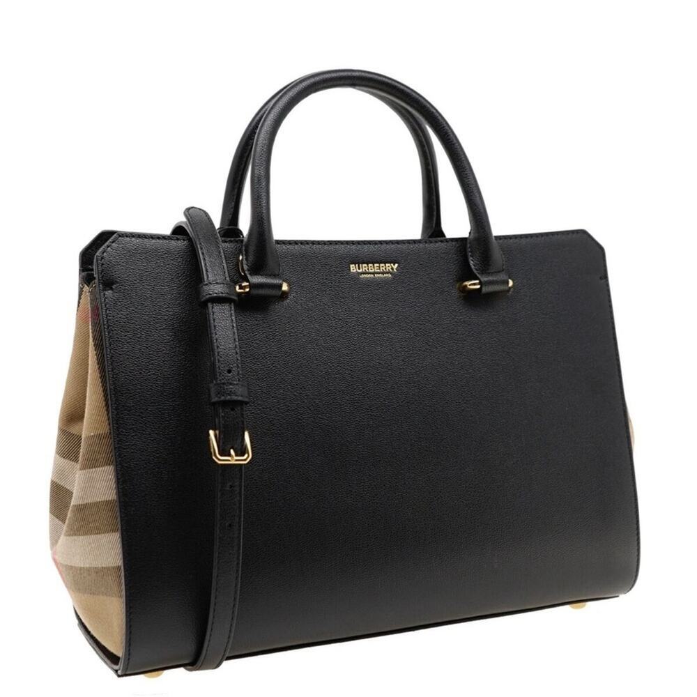 Burberry Black and Tan Banwell top handle Handbag